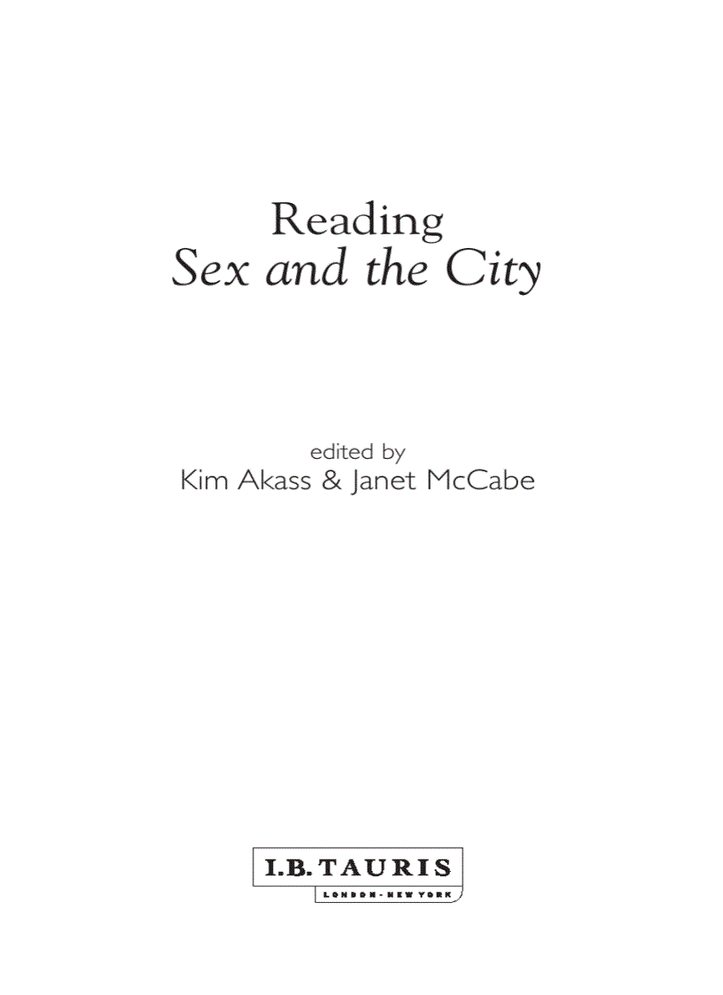 image for page Reading Sex and the City Reading Contemporary Television