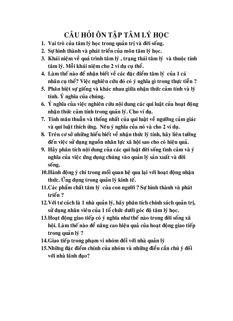 image for page Tài liệu ôn tập Tâm Lý học