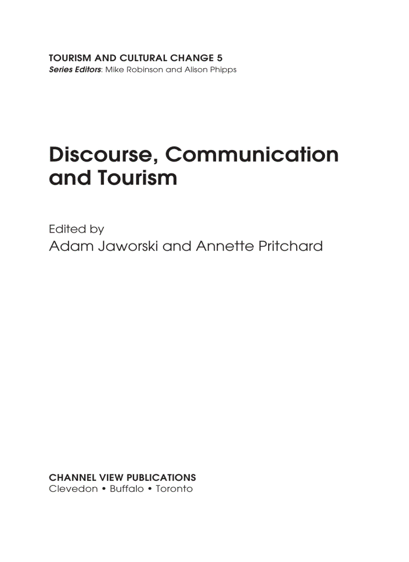 Discourse Communication and Tourism 1