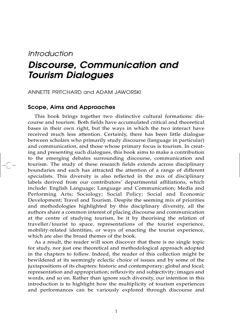 image for page Discourse Communication and Tourism 1