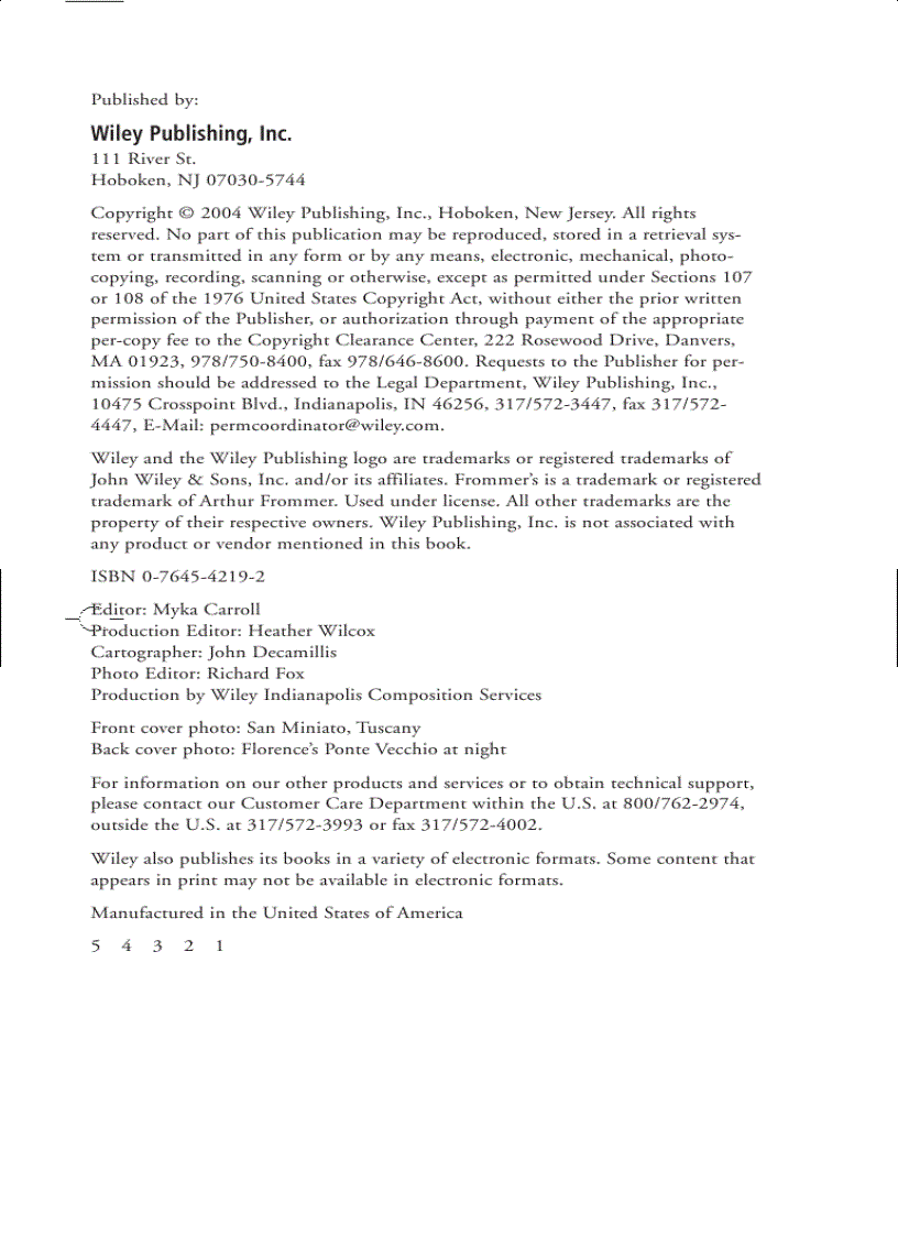 image for page Frommer s Florence Tuscany Umbria