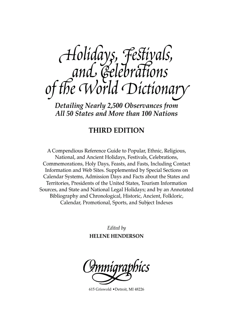 image for page Holidays Festivals and Celebrations of the World Dictionary 2005 II