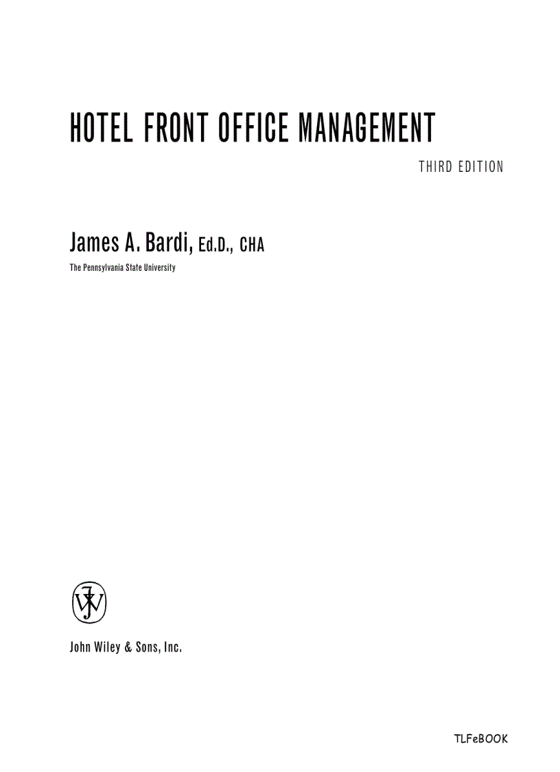 Hotel Front Office Management 3rd Edition