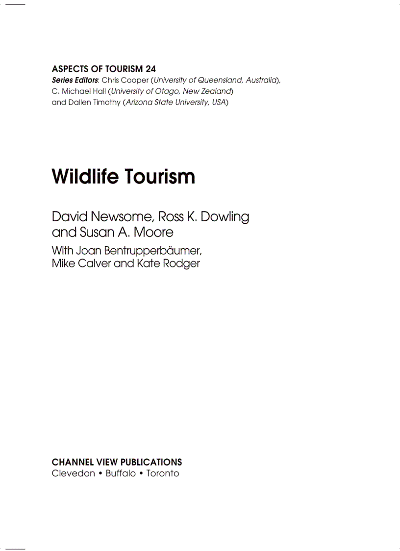 Wildlife Tourism Aspects of Tourism