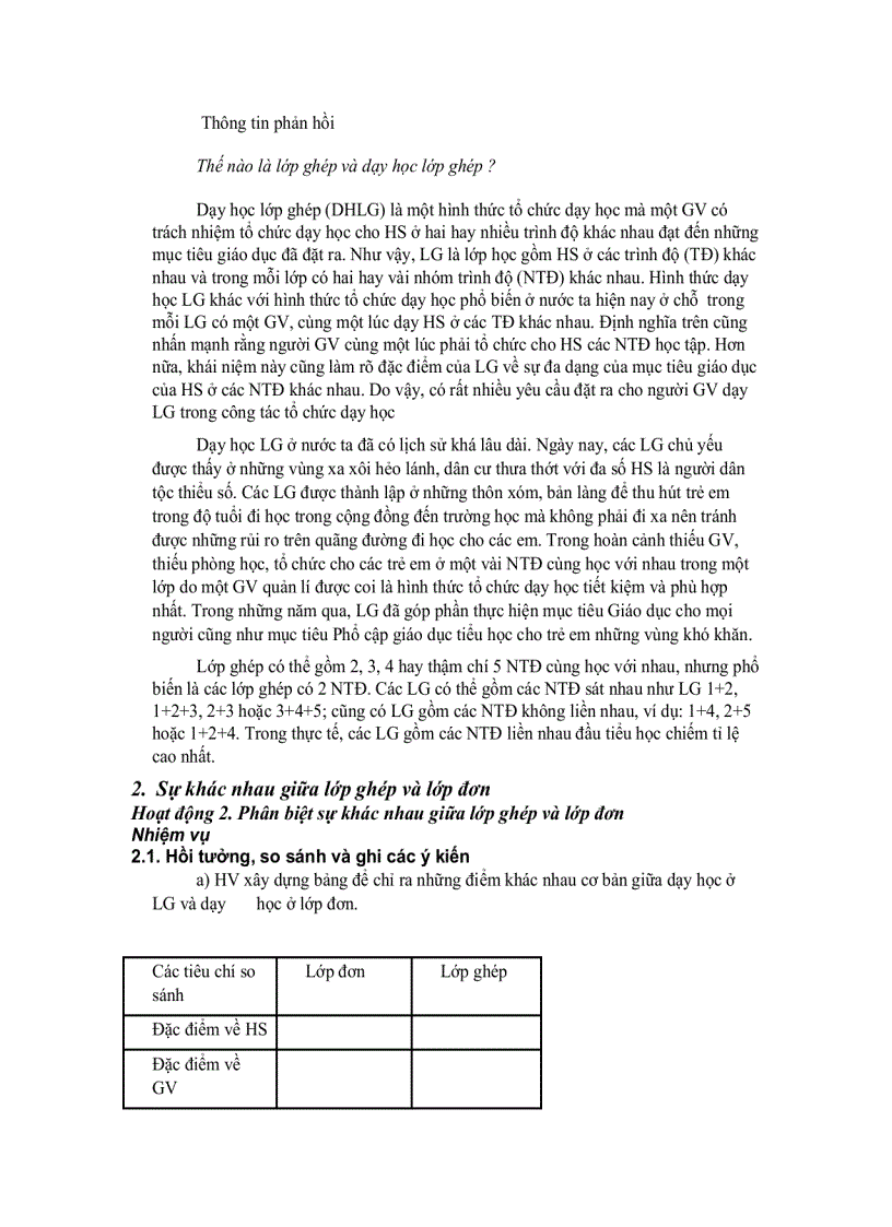 image for page Dạy Học Lớp Ghép Một Hình Thức Tổ Chức Dạy Học