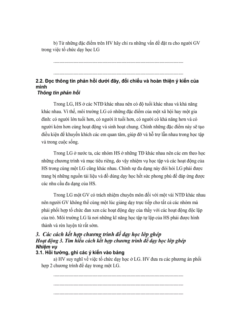 image for page Dạy Học Lớp Ghép Một Hình Thức Tổ Chức Dạy Học