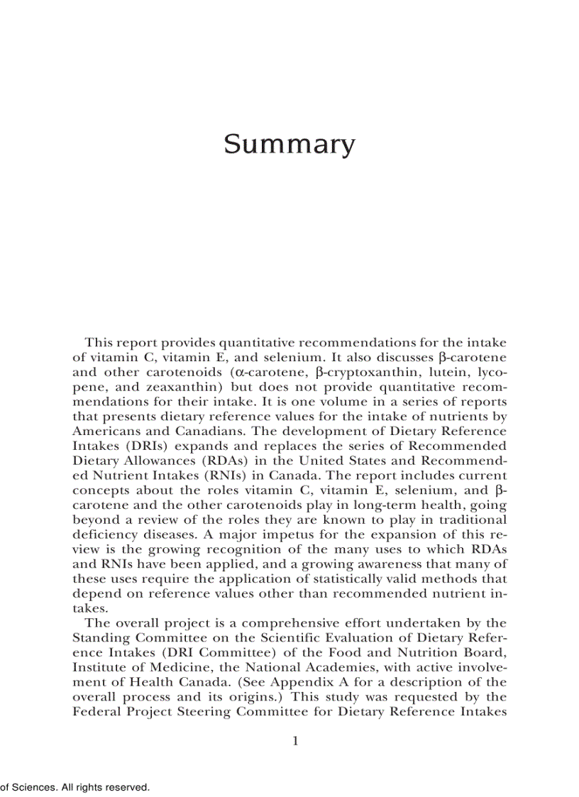 image for page Dietary Reference Intakes for Vitamin C Vitamin E Selenium and Carotenoids