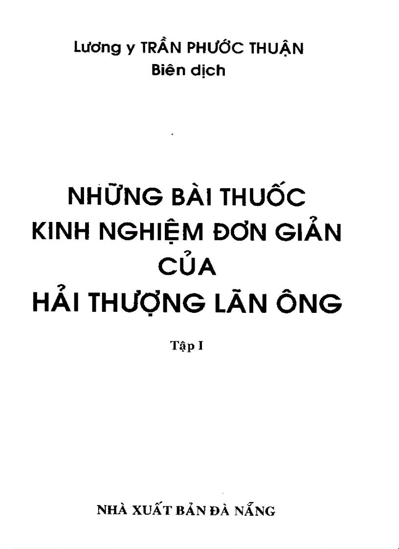 Những bài thuốc kinh nghiệm đơn giản của Hải Thượng Lãn Ông