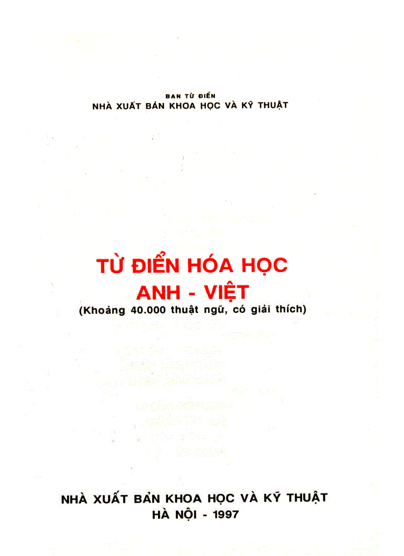 Từ điển Hóa học Anh Việt