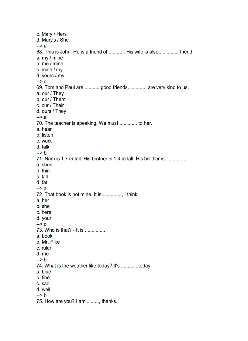image for page 2000 Câu trắc nghiệp thi Anh Văm bằng A B