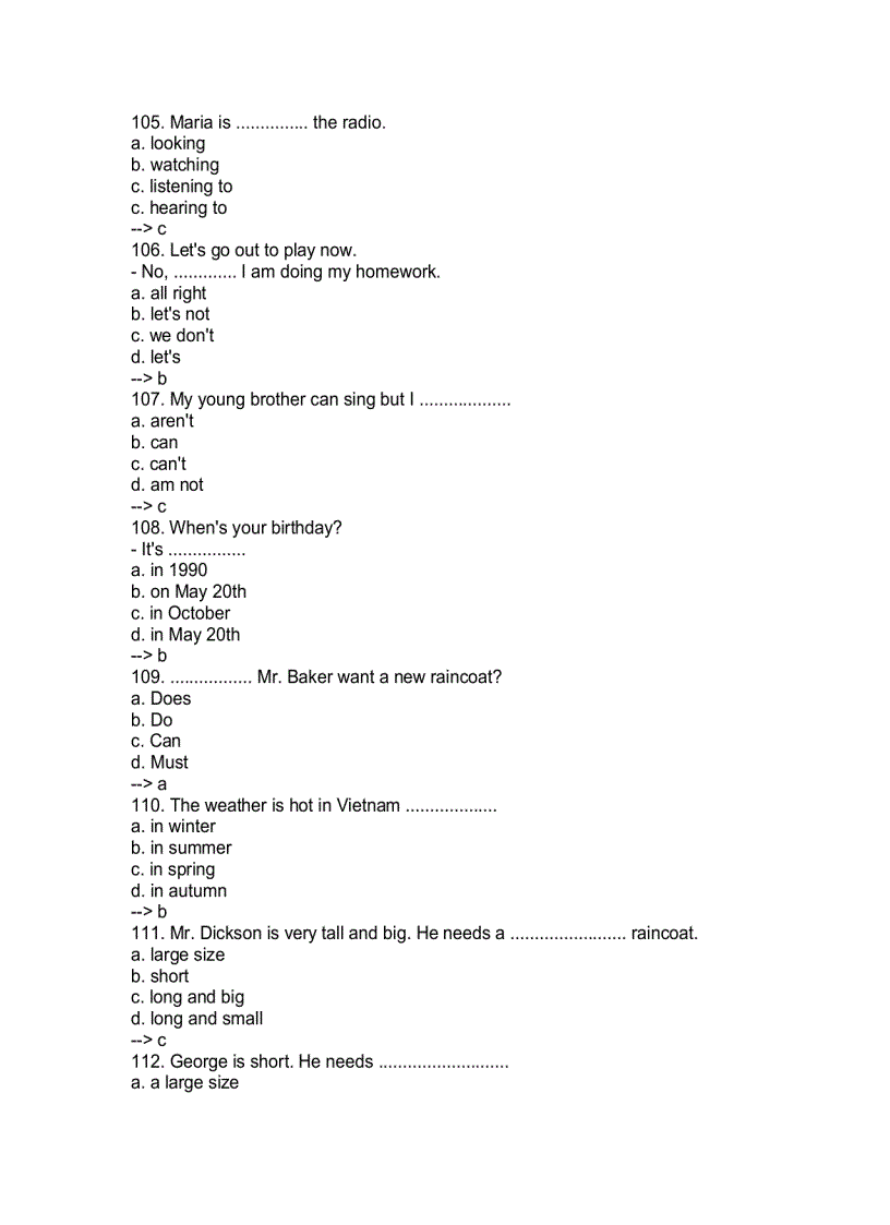 image for page 2000 Câu trắc nghiệp thi Anh Văm bằng A B