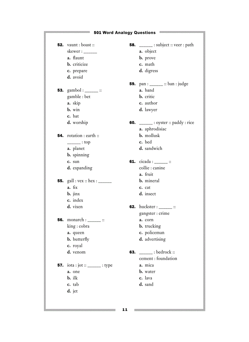 image for page 501 Word analogy questions