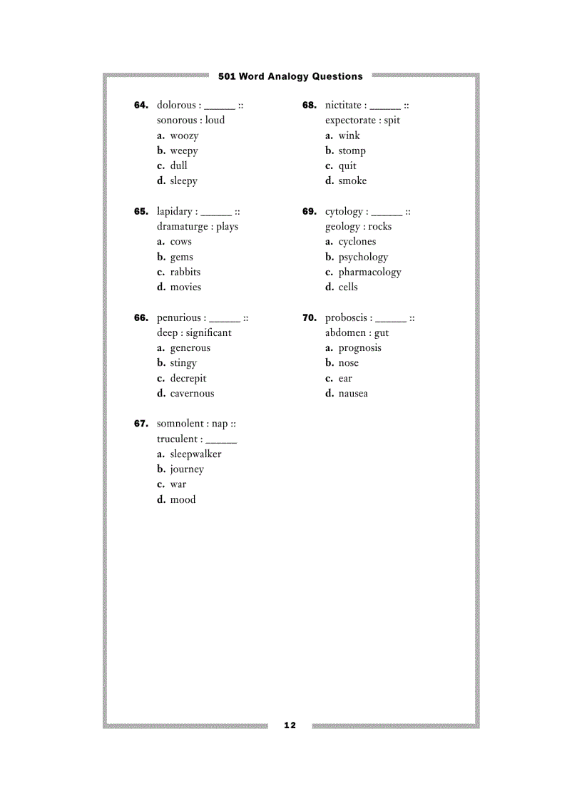 image for page 501 Word analogy questions