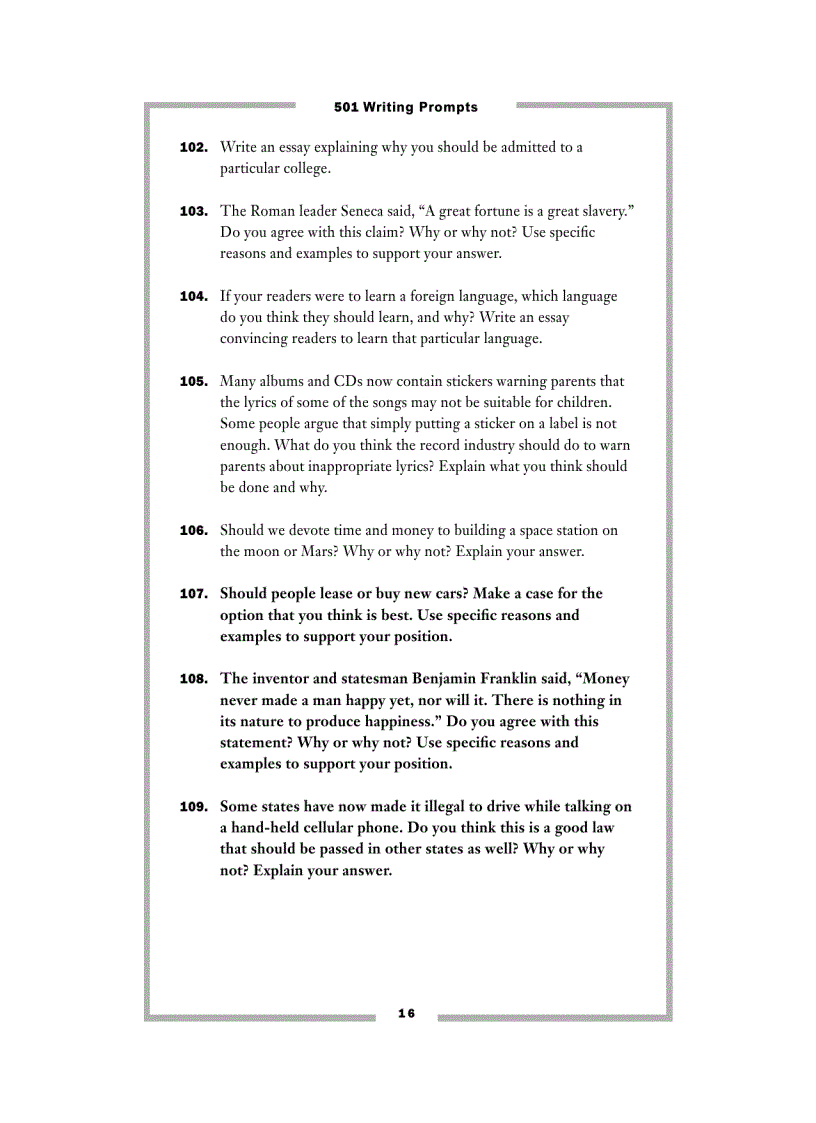 image for page 501 Writing Prompts