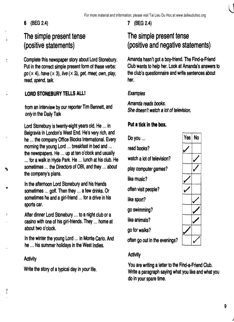 image for page A Basic English Grammar Exercises