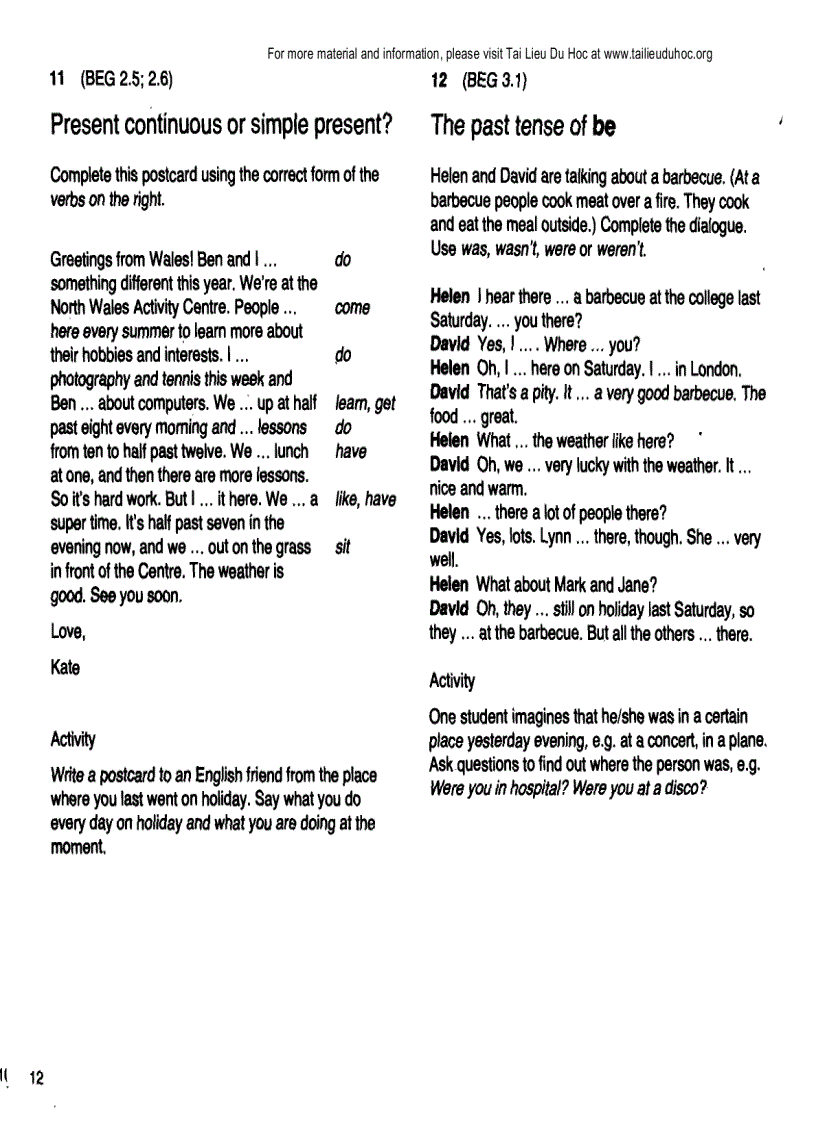 image for page A Basic English Grammar Exercises