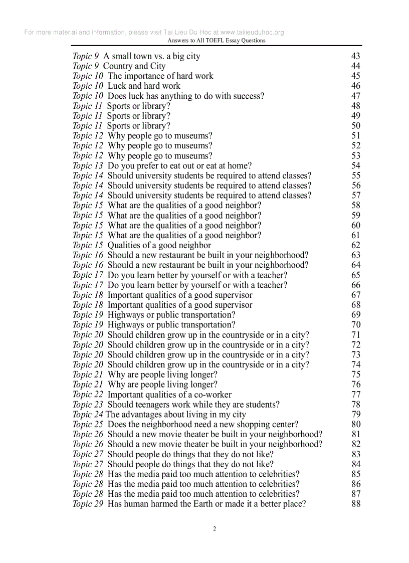 image for page Answer to all TOEFL essays