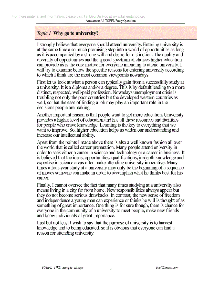image for page Answer to all TOEFL essays