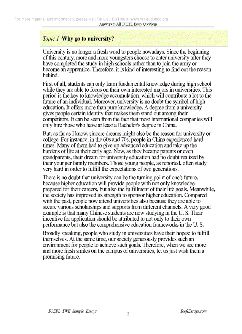image for page Answer to all TOEFL essays