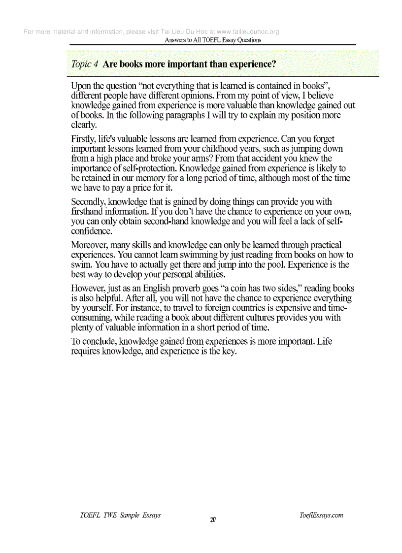 image for page Answer to all TOEFL essays