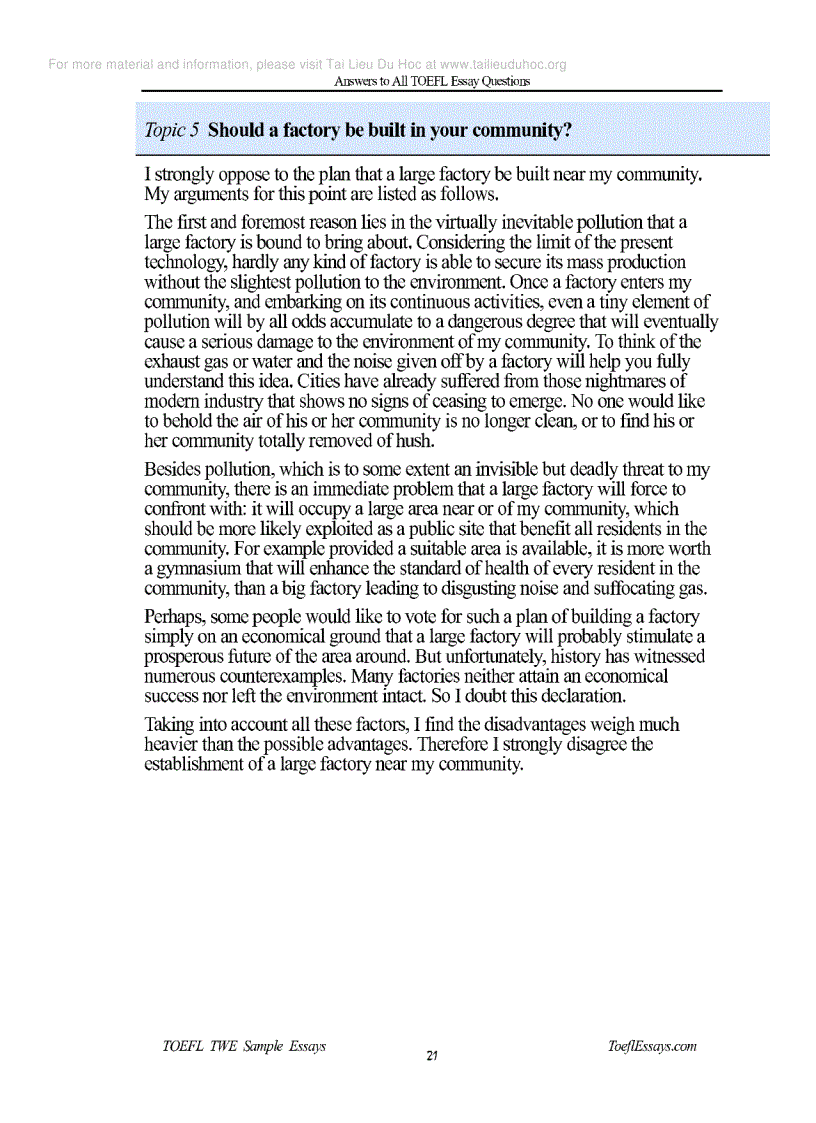 image for page Answer to all TOEFL essays