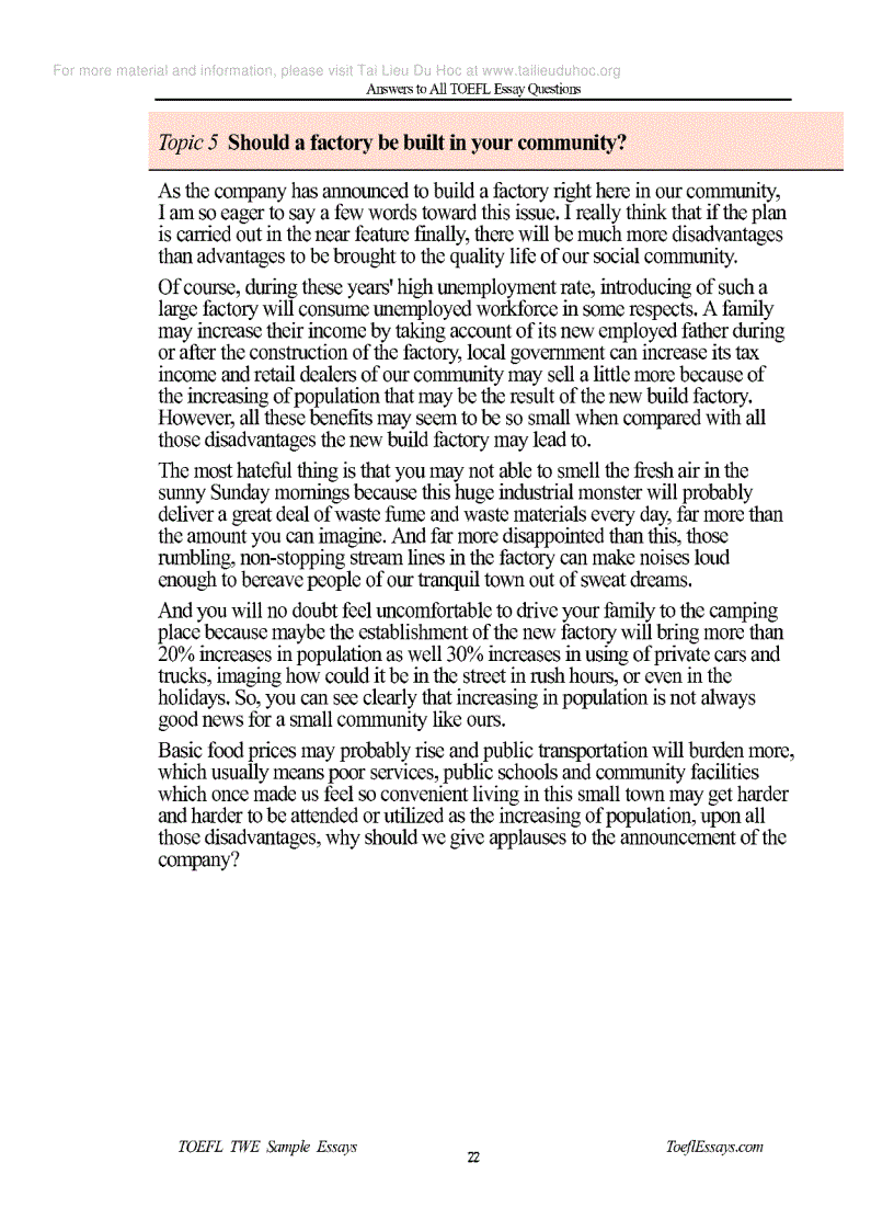 image for page Answer to all TOEFL essays