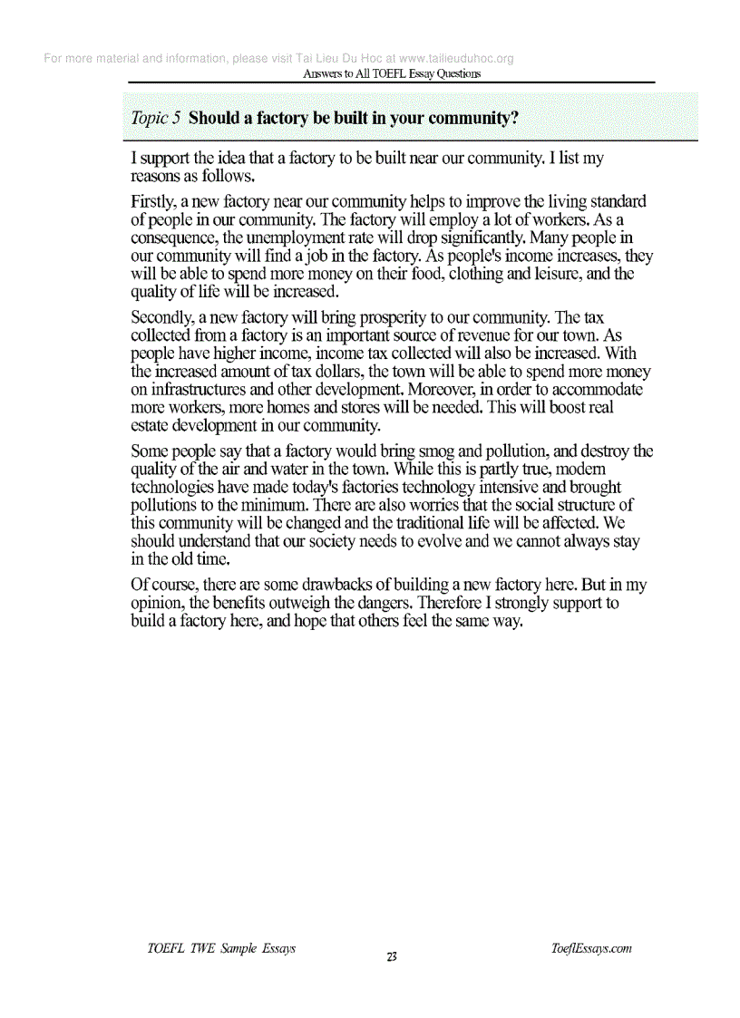 image for page Answer to all TOEFL essays