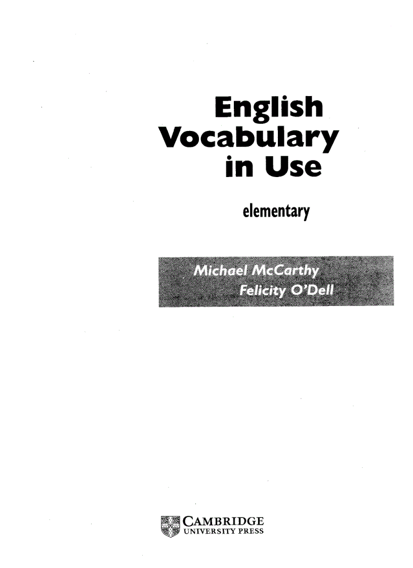 Cambridge English Vocabulary in Use Elementary