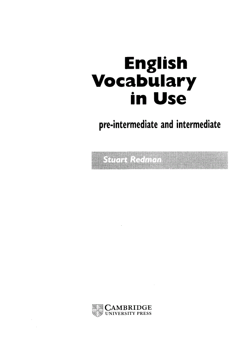 Cambridge English Vocabulary in Use Pre intermediate Intermediate