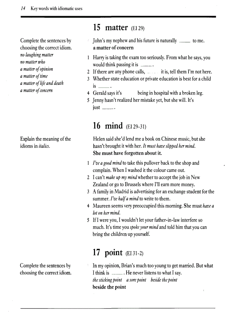 image for page English Idioms Exercises on Idioms