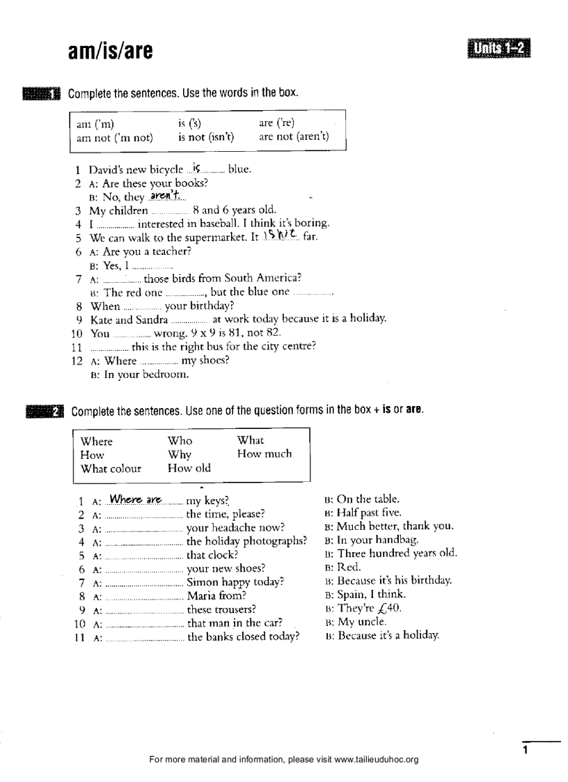 image for page Essential Grammar In Use Supplementary Exercises 1