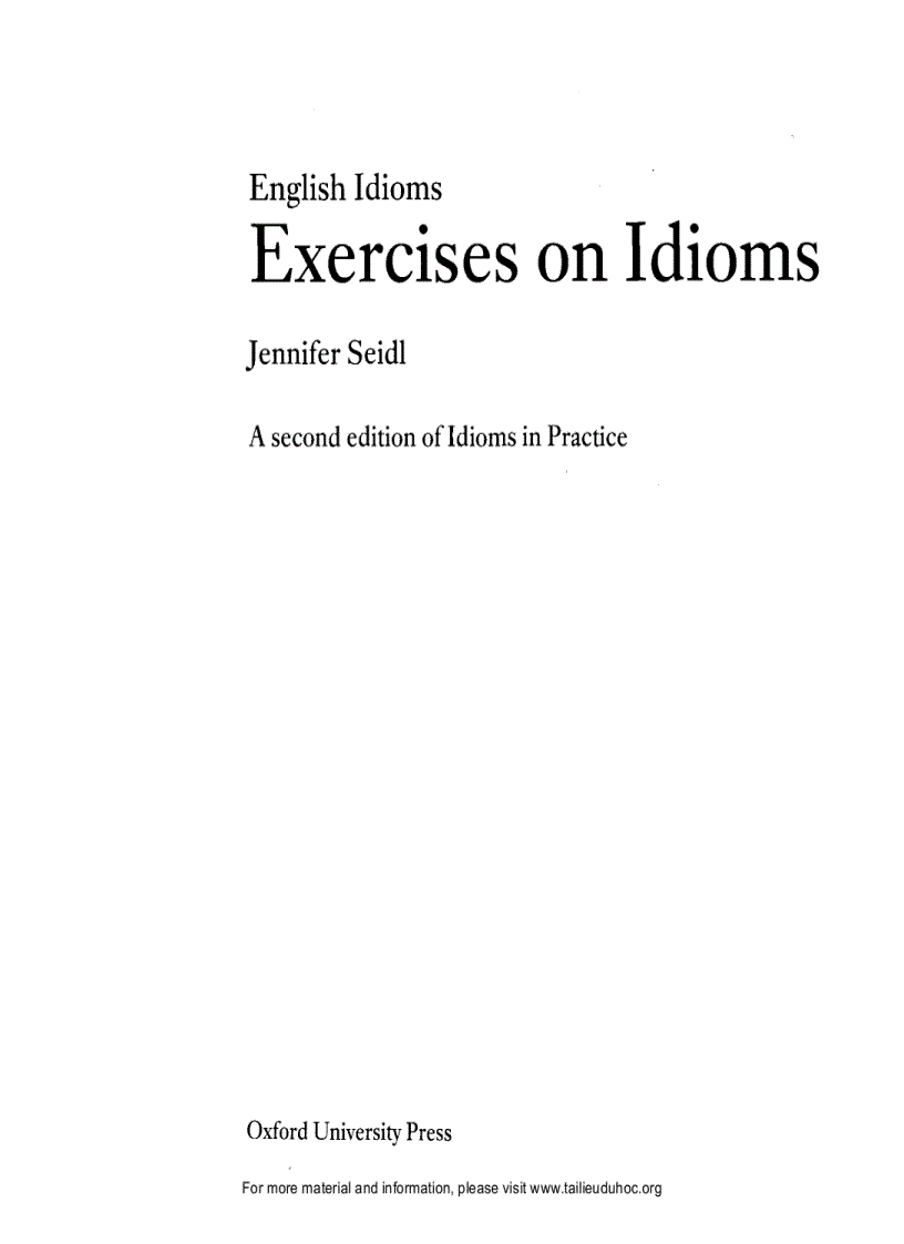 Exercises On Idioms