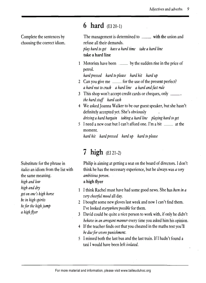 image for page Exercises On Idioms