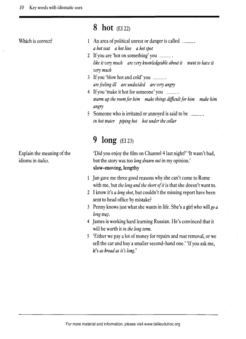 image for page Exercises On Idioms