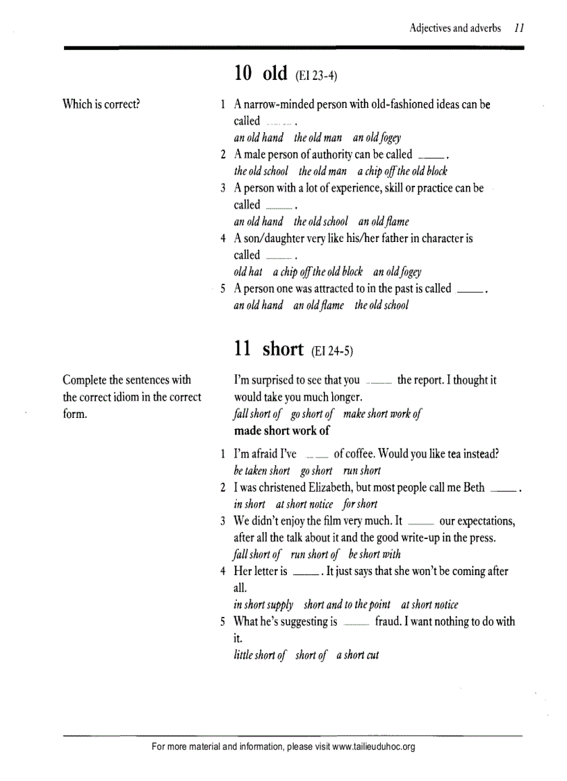 image for page Exercises On Idioms