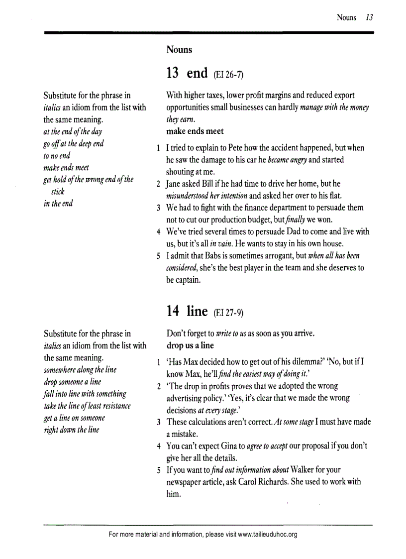 image for page Exercises On Idioms