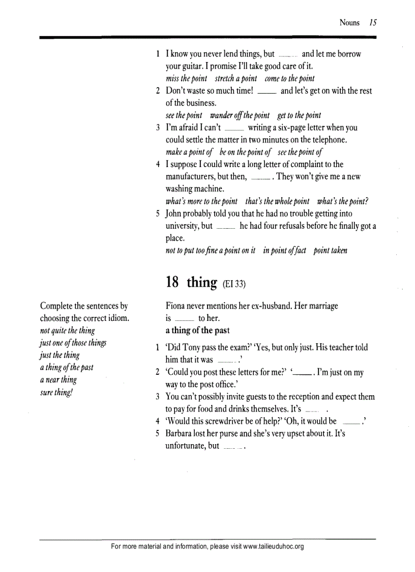 image for page Exercises On Idioms