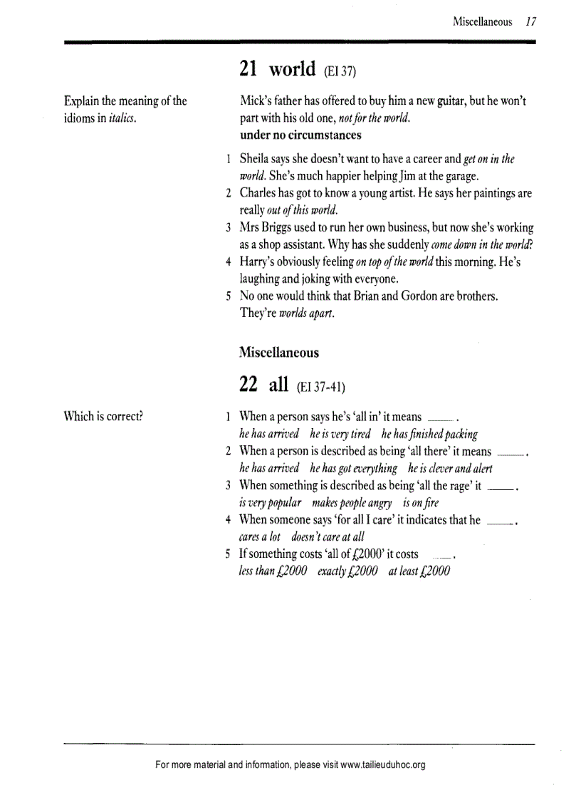 image for page Exercises On Idioms