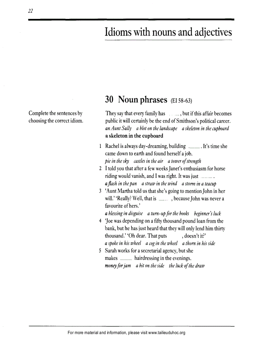 image for page Exercises On Idioms