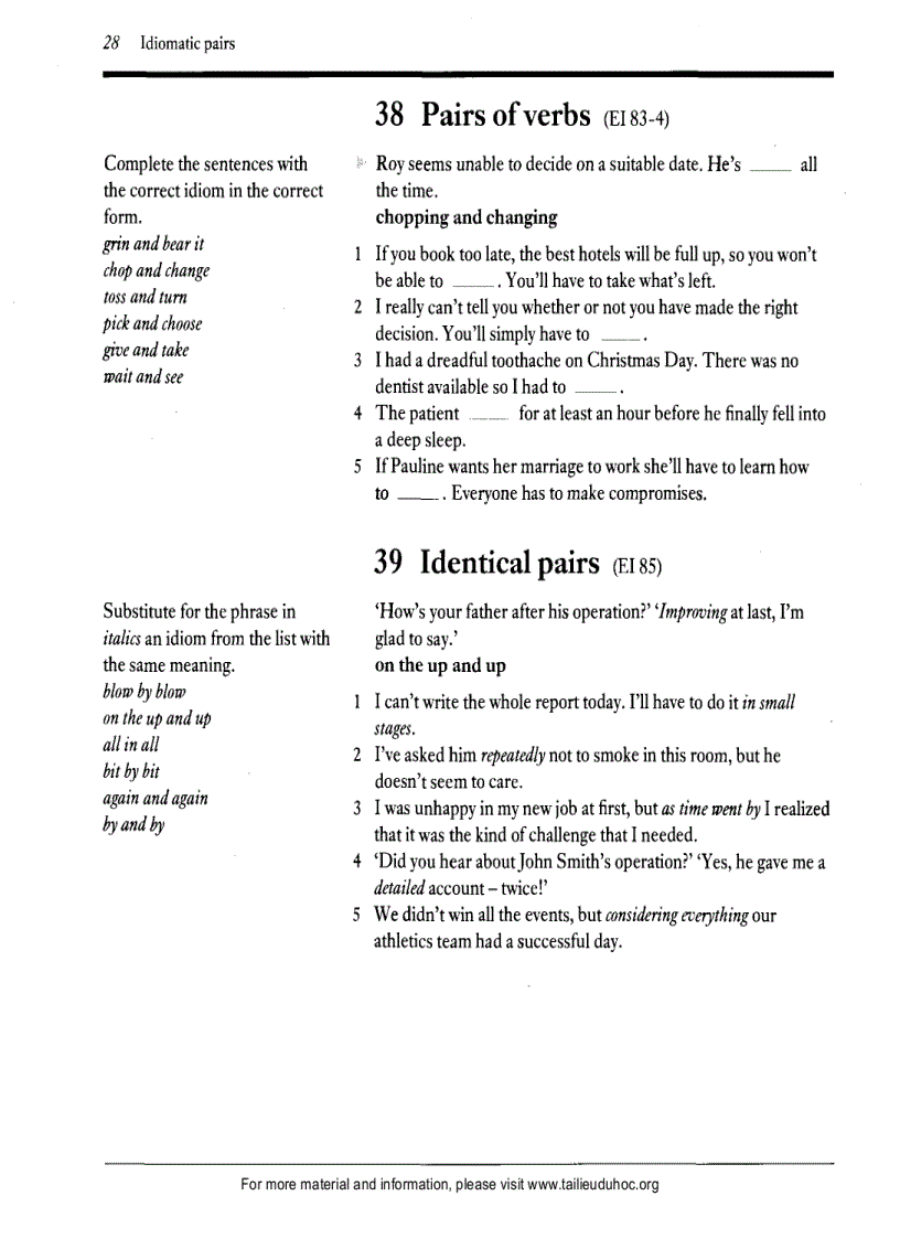 image for page Exercises On Idioms