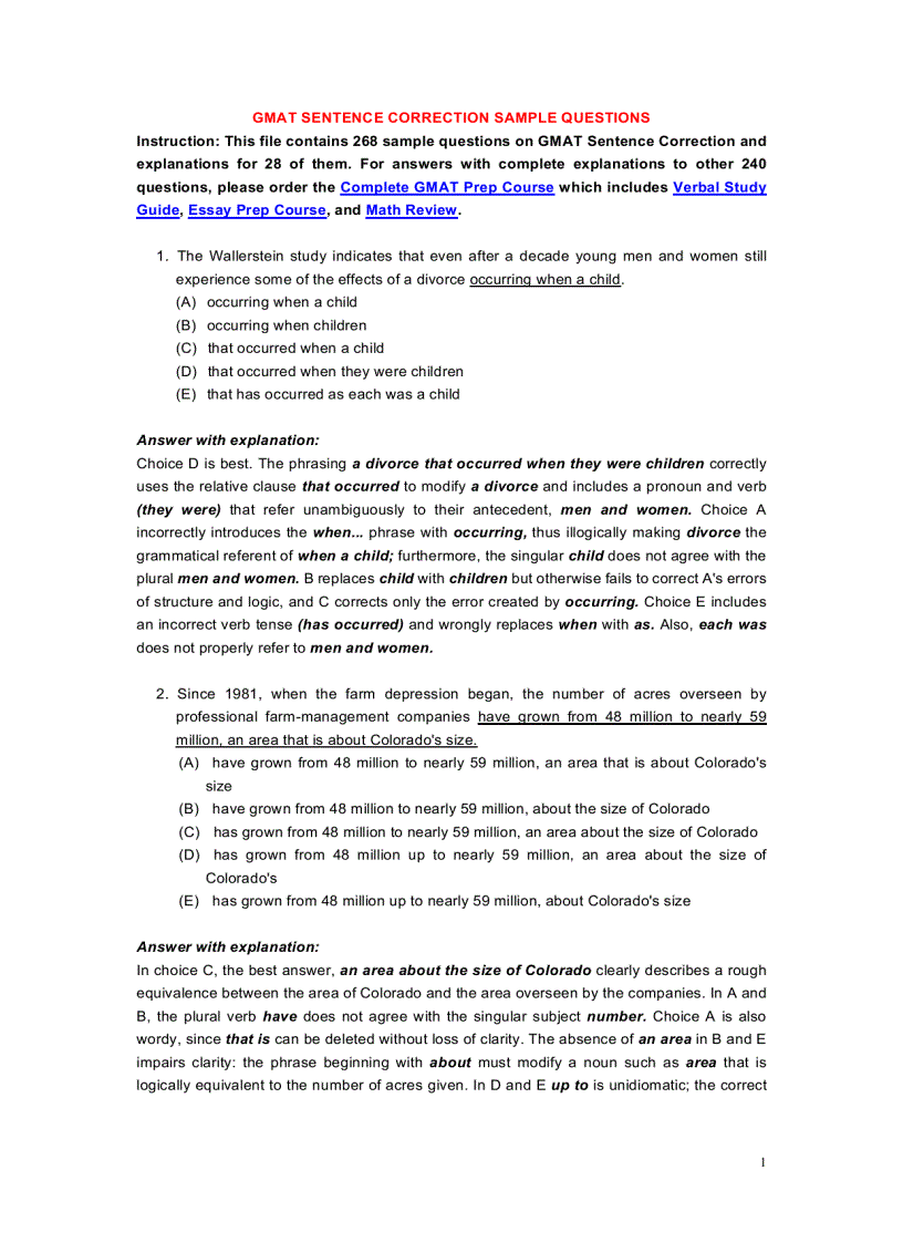 image for page Gmat Sentence corection