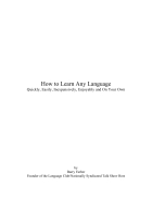How to Learn Any Language Quickly Easily Inexpensively Enjoyably and on Your Own