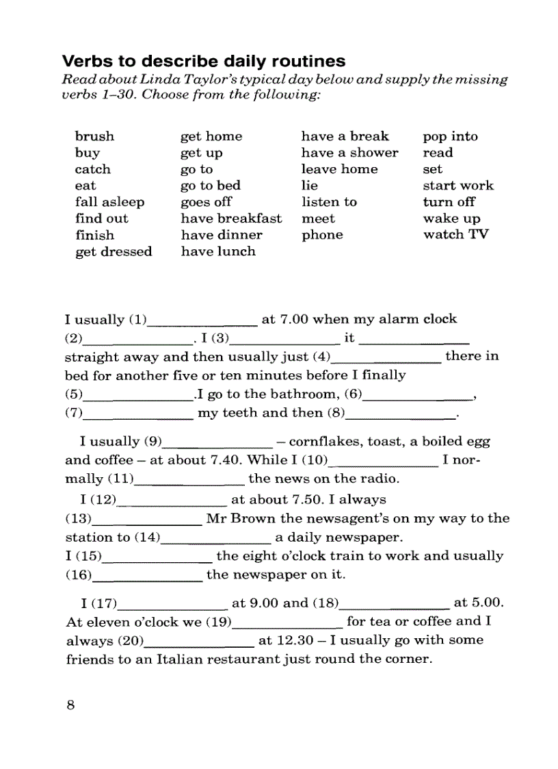 image for page Target Vocabulary 1 with key