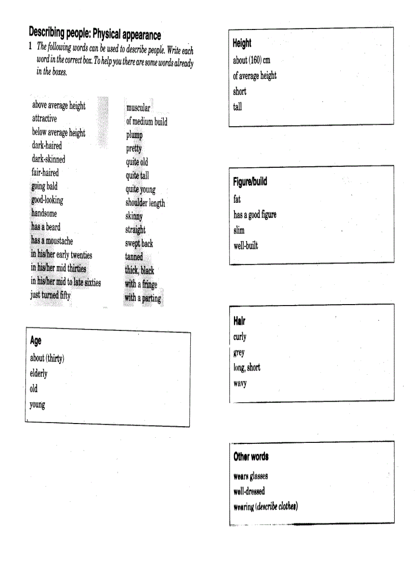 Target Vocabulary 2 with key