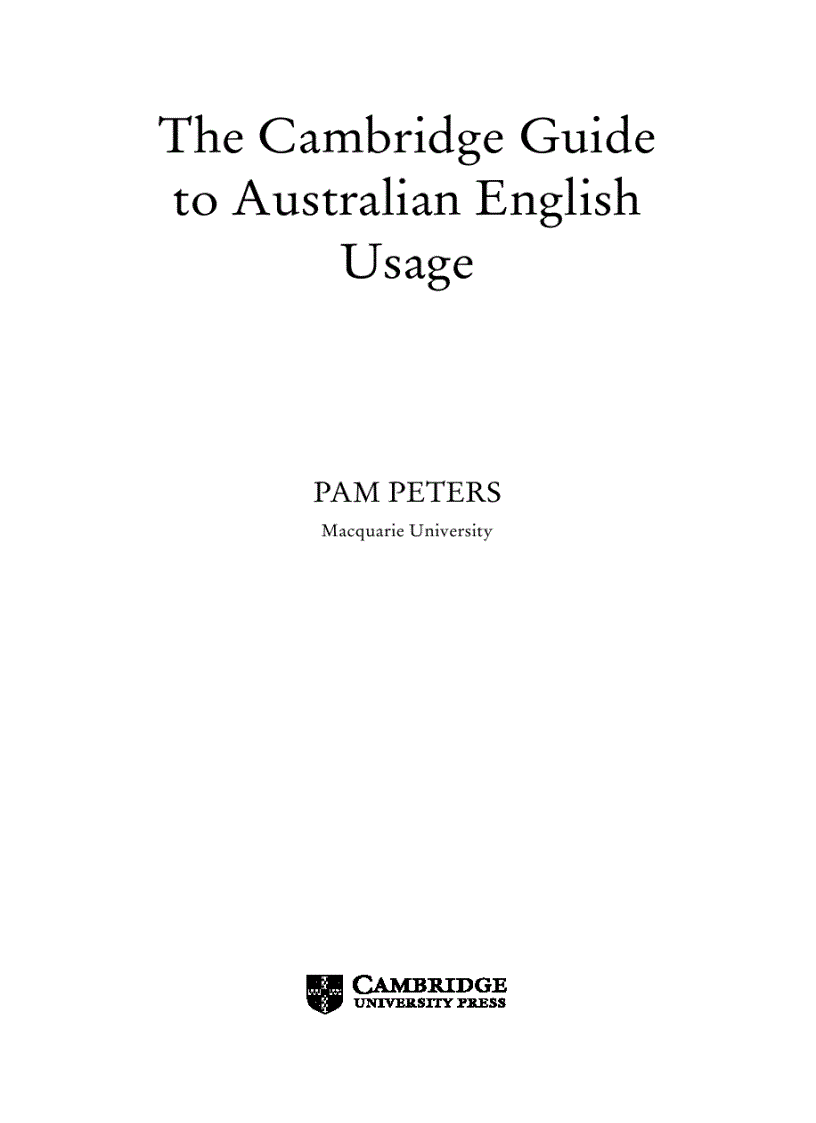 image for page The Cambridge Guide to Australian English Usage