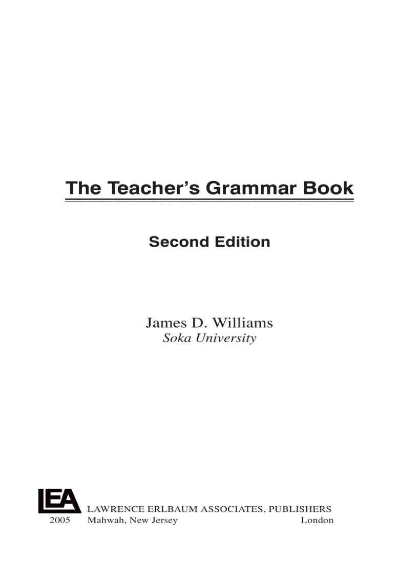 The Teacher s Grammar Book Second Edition
