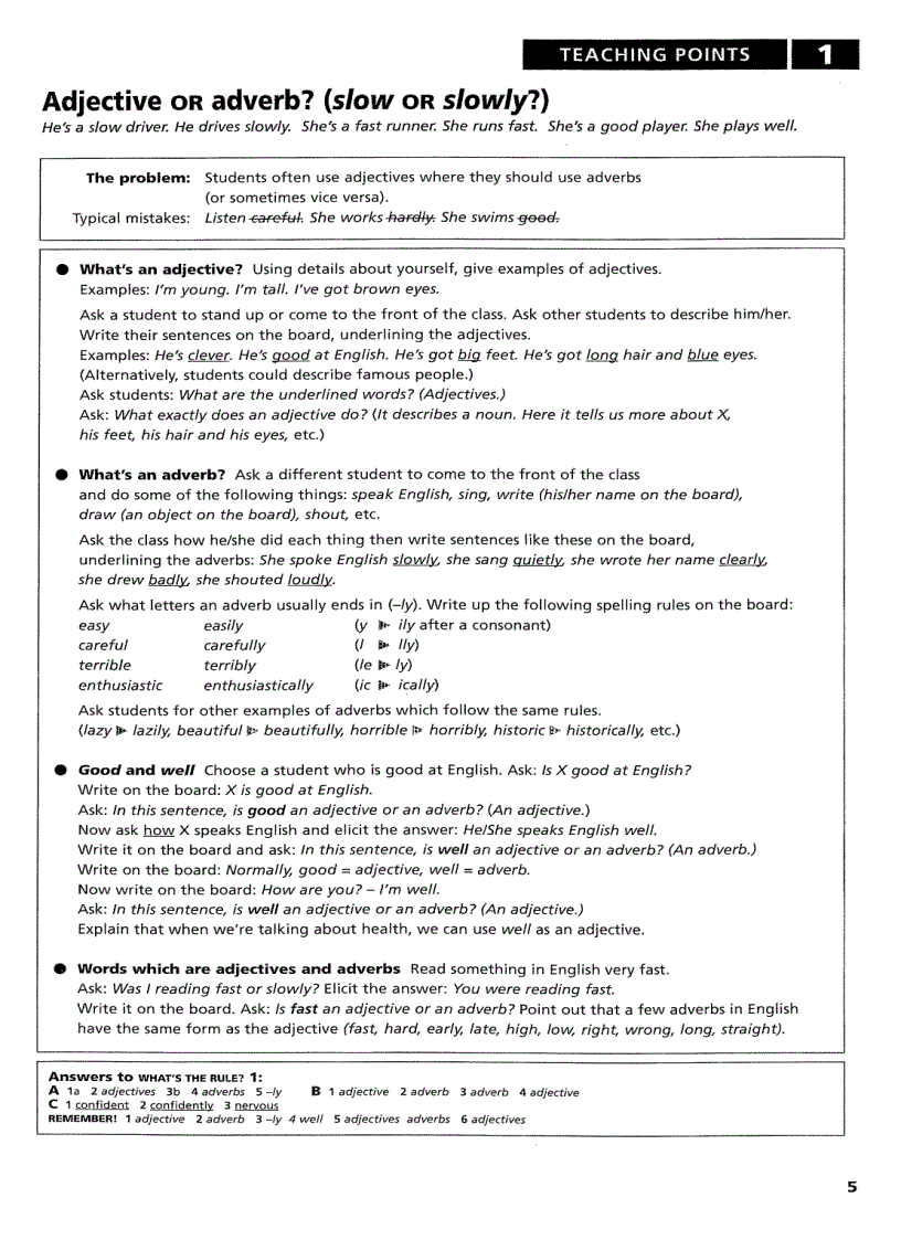 image for page Trouble with Adjectives Adverbs and Pronouns Guided Discovery Materials Exercises and Teaching Tips at Elementary and Intermediate Levels