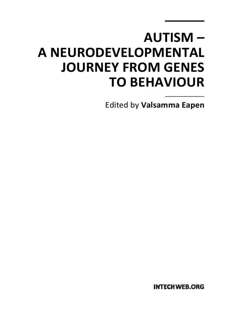 image for page Autism A Neurodevelopmental Journey from Genes to Behaviour