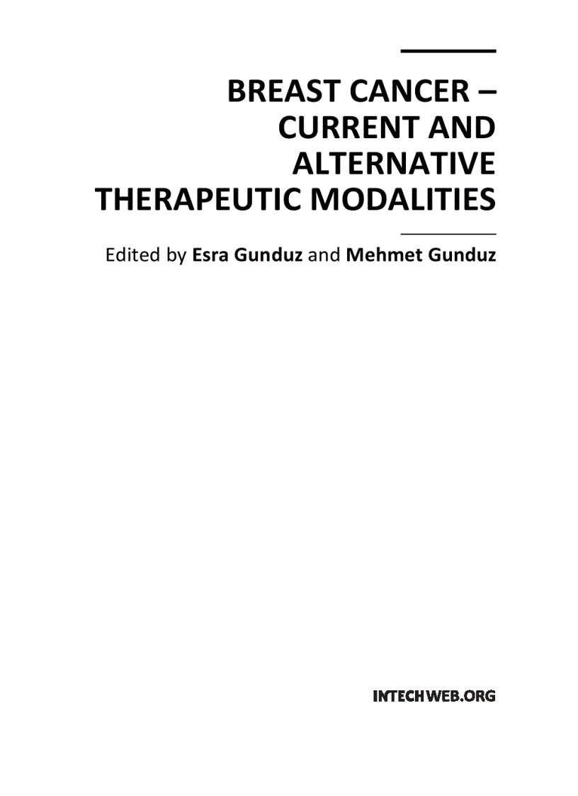 Breast Cancer Current and Alternative Therapeutic Modalities