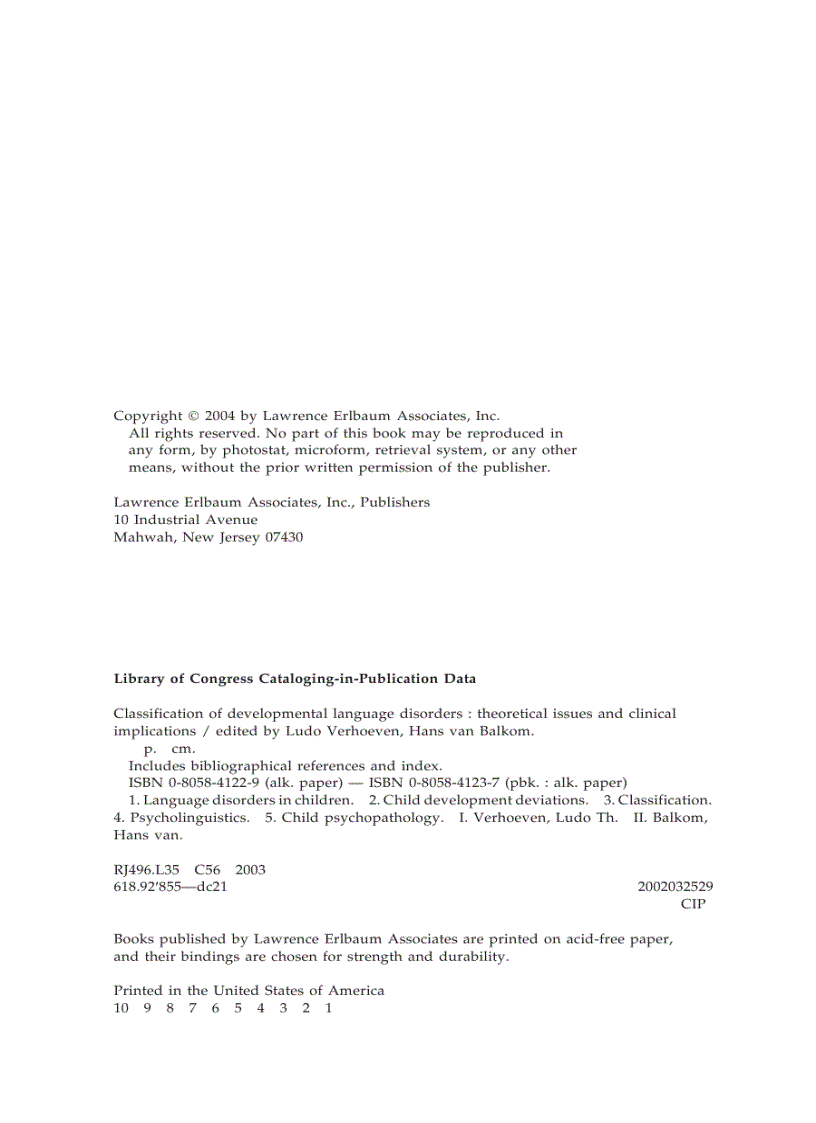 image for page Classification of Developmental Language Disorders